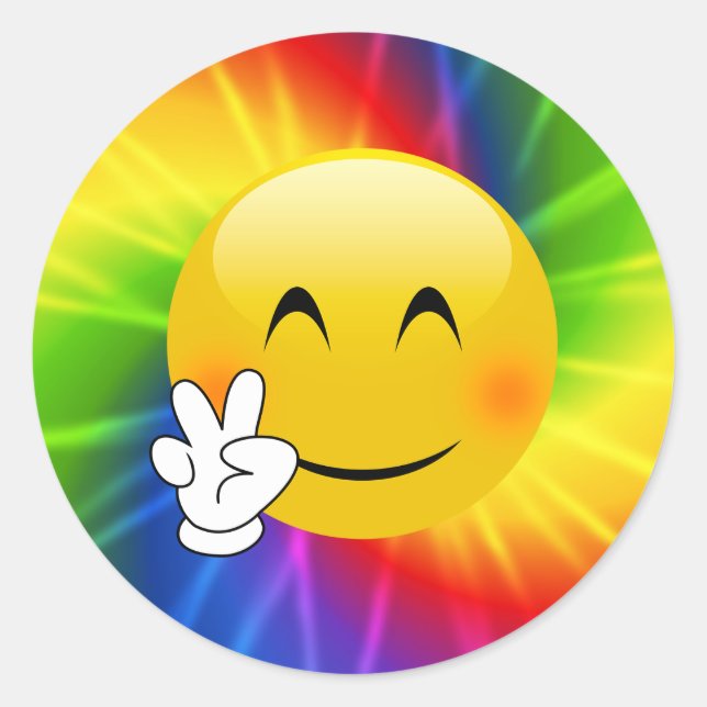 Krawatte Dye Peace Sign Emoji Runder Aufkleber (Vorderseite)