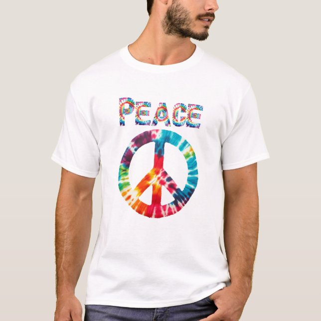 Krawatte-Dye Peace Sign Retro Style T-Shirt (Vorderseite)