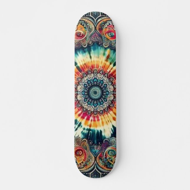 Krawatte Dye Psychedelic Circles Skateboard (Vorne)