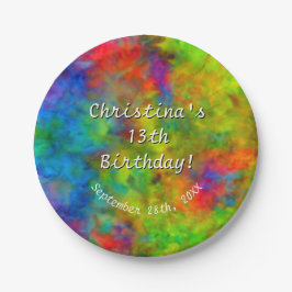 [Krawatte-Dye] Psychedelische Regenbogenfarben Pappteller