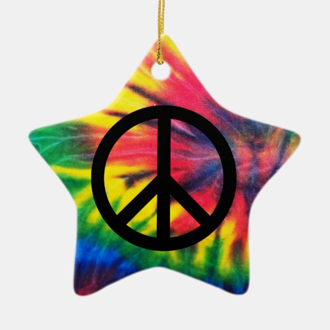 Krawatte Dyed Black Peace Sign Keramikornament (Vorne)