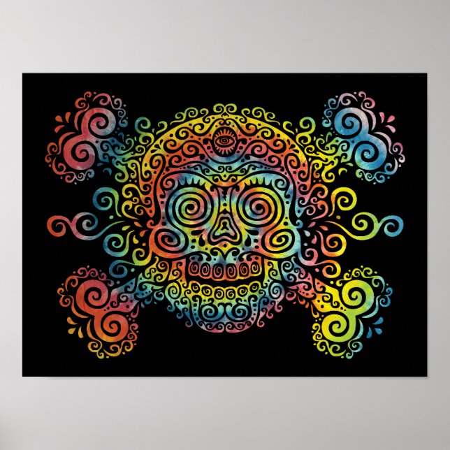 Krawatte-Dyed Sugar Skull Poster (Vorne)