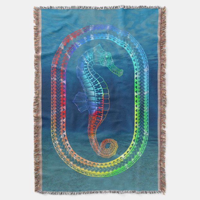 Krawatte Dyed Tribal Seepferd Decke (Vorderseite Vertikal)