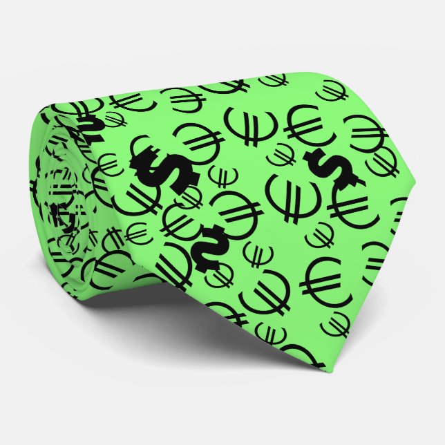 Krawatte eines Funky Yellow Dollar Euro Money (Gerollt)