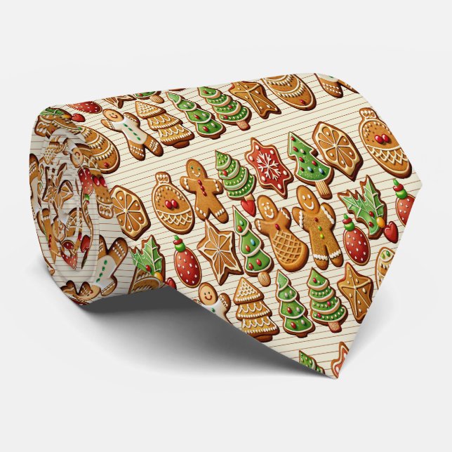 Krawatte Eins mit Niedlichen Weihnachtskeksen (Gerollt)