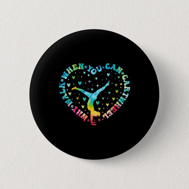 Krawatte Farbe Herzkartrader Gymnastik Cheerleader Button (Vorderseite)