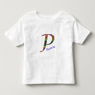 Krawatte-Farbmuster Bright Retro Letter P Monogram Kleinkind T-shirt