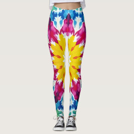 Krawatte-Farbstoff-Explosion in Gelb, Rosa und Blu Leggings
