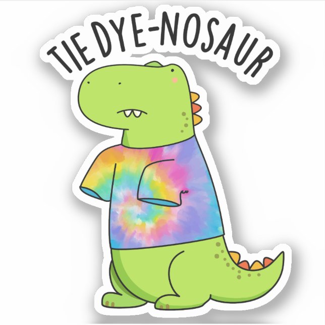 Krawatte-Farbstoff-Nosaur Funny Dinosaur Pun Aufkleber (Vorderseite)