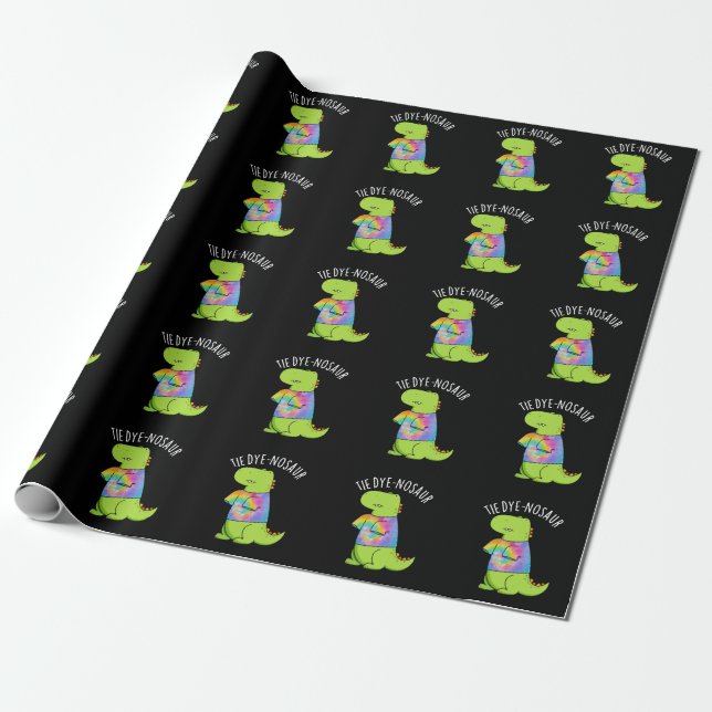 Krawatte-Farbstoff-Nosaur Funny Dinosaur Pun Dark  Geschenkpapier (Ungerollt)