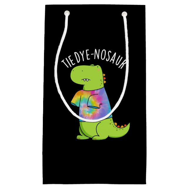 Krawatte-Farbstoff-Nosaur Funny Dinosaur Pun Dark  Kleine Geschenktüte (Vorderseite)