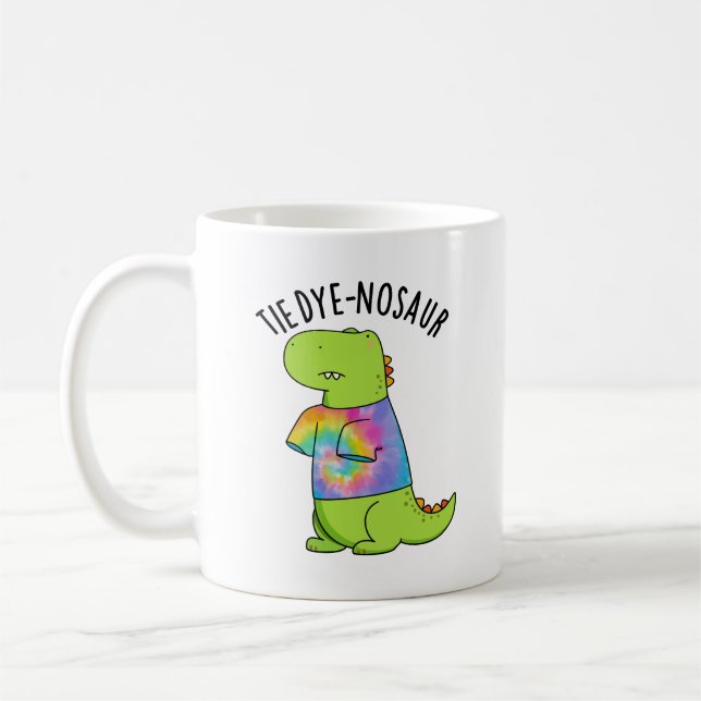 Krawatte-Farbstoff-Nosaur Funny Dinosaur Pun Kaffeetasse (Links)