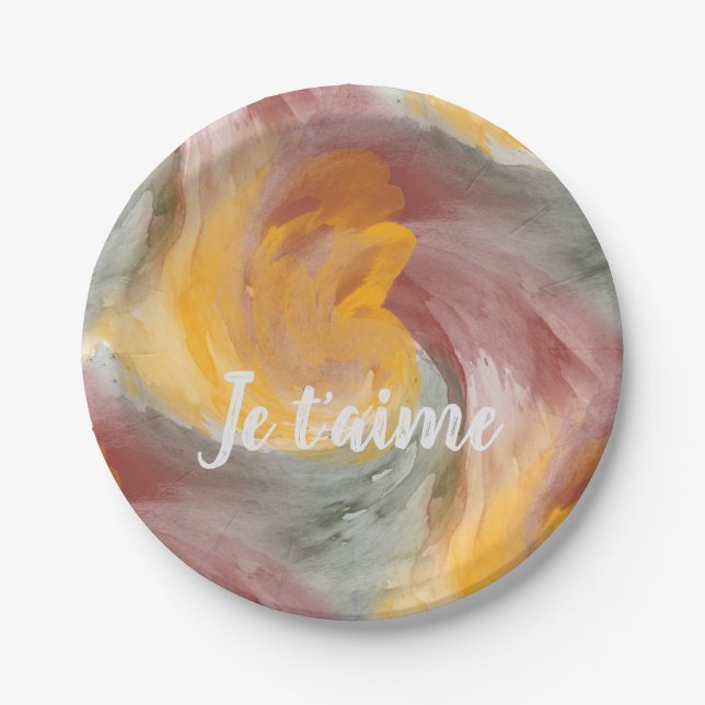 Krawatte-Farbton Orange Grüne Farbe Wasser Farbe i Pappteller (Vorderseite)