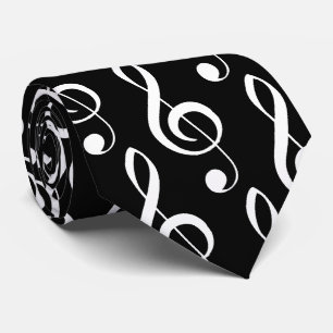 Krawatte für Schwarzweiß-Musical-Treble-Clef