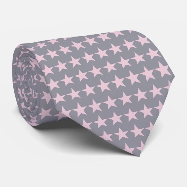 Krawatte für Silver- und LightPink-Sterne-Muster (Gerollt)