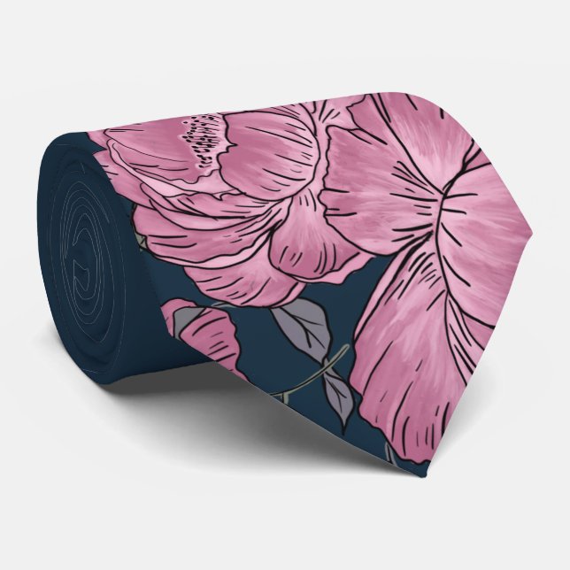 Krawatte für Vintage Peonies (Gerollt)