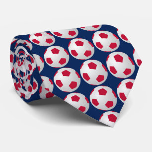 Krawatte, Fußballball, Rot, Weiß und Blauer Sport Krawatte