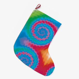 Krawatte gefärbt groovy funky Retro-Swirl-Muster  Großer Weihnachtsstrumpf