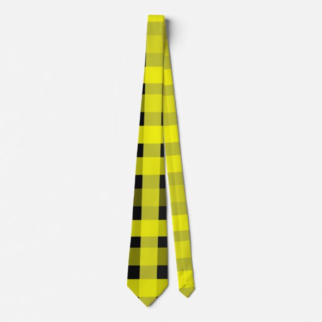 Krawatte Gelb und Schwarz Gingham (Vorderseite)