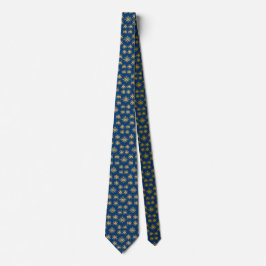Krawatte / Gold Stars auf blau