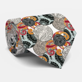 Krawatte im japanischen Stil mit Grunge-Kugeln und
