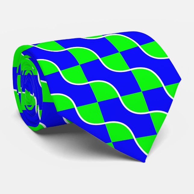 Krawatte mit blauen Wellen (Gerollt)