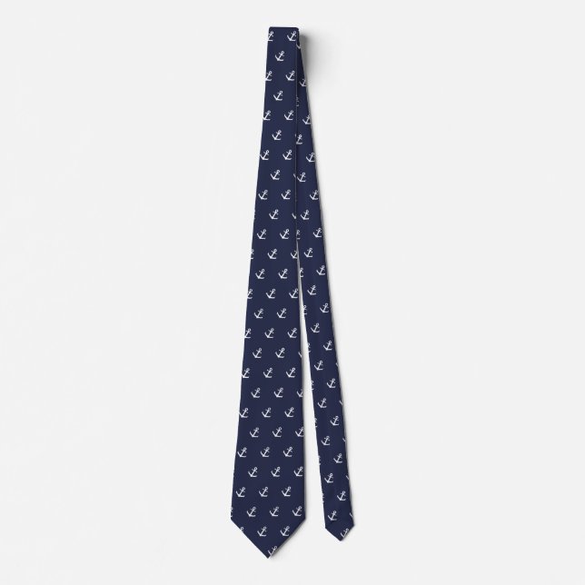 Krawatte Nautic Blue und White Anchor (Vorderseite)