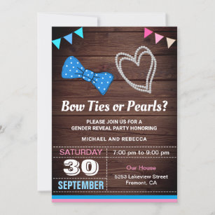 Krawatte oder Perlen Gender Reveal Party Einladung