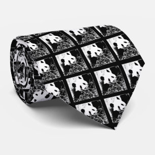 Krawatte, Pop Art Gigant Panda Schwarz & Weiß Krawatte
