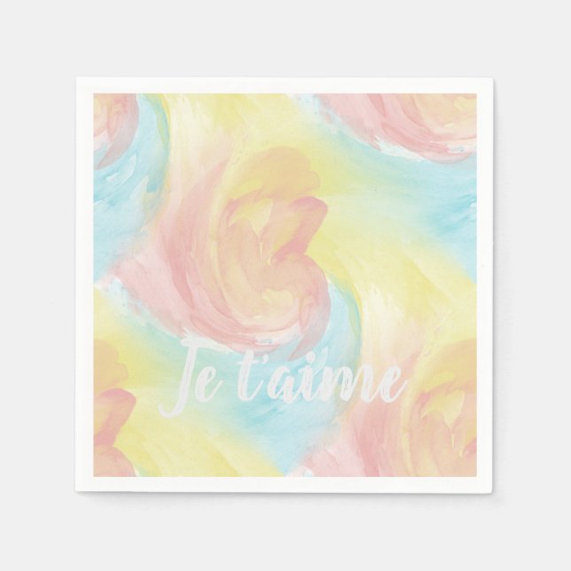 Krawatte Retro Pastel Painterly Wasserfarbe in Lie Serviette (Vorderseite)