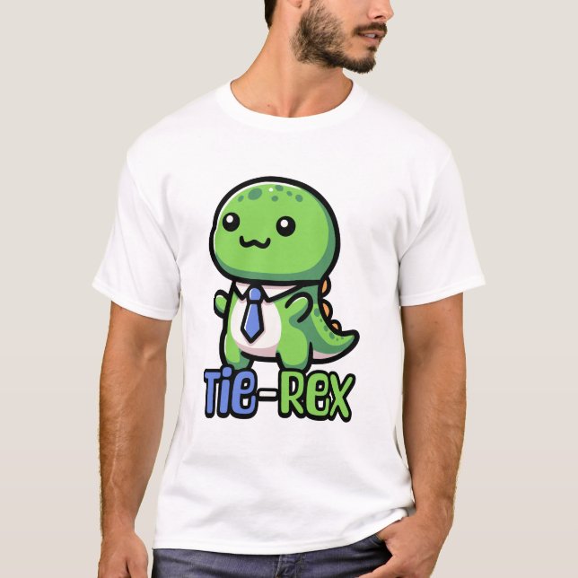 Krawatte Rex! Niedliche Krawatte mit Dinosaurierpu T-Shirt (Vorderseite)