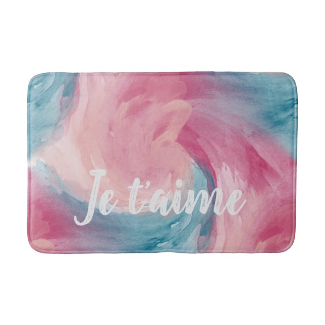 Krawatte rosa und blau-painterly Wasserfarbe in Li Badematte (Vorderseite)