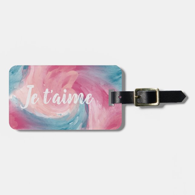 Krawatte rosa und blau-painterly Wasserfarbe in Li Gepäckanhänger (Vorderseite horizontal)