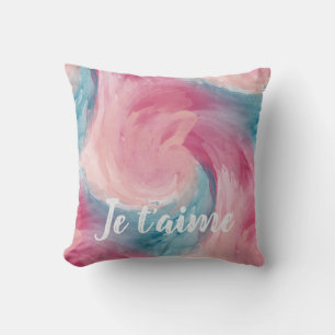 Krawatte rosa und blau-painterly Wasserfarbe in Li Kissen