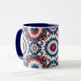 Krawatte rot, weiß und blau tasse