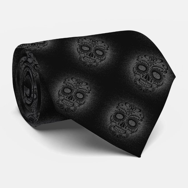 Krawatte/Schwarze Schädel Krawatte (Gerollt)