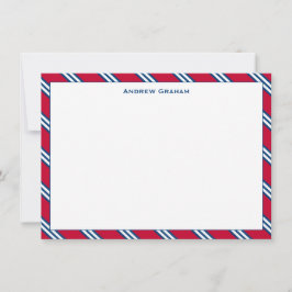 Krawatte Strip Red and Navy Note Card Mitteilungskarte