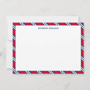 Krawatte Strip Red and Navy Note Card Mitteilungskarte