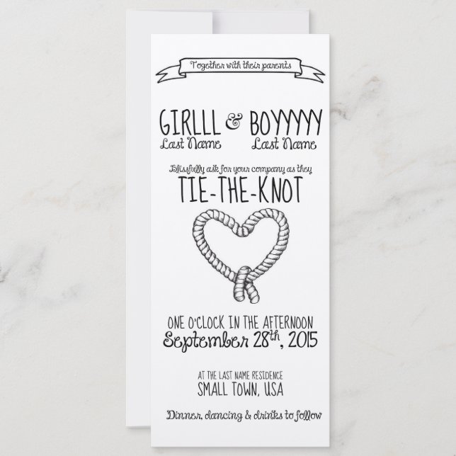 Krawatte-the-Knot-Hochzeit-Einladung Einladung (Vorderseite)
