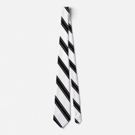Krawatte / Triple Strip Schwarz auf weißem Muster