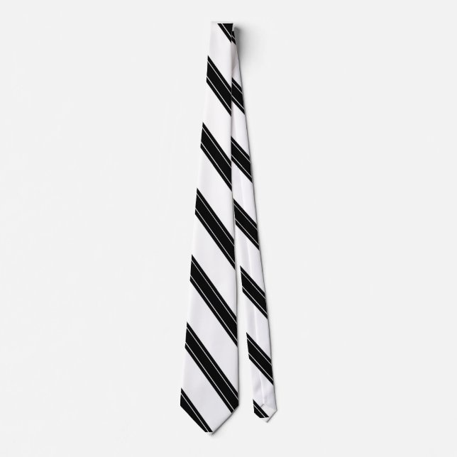 Krawatte / Triple Strip Schwarz auf weißem Muster (Vorderseite)