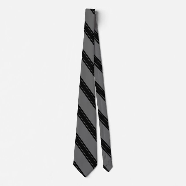 Krawatte/Triple Stripe Schwarz auf grauem Muster Krawatte (Vorderseite)