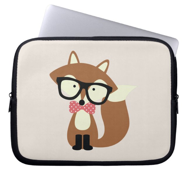 Krawatte und Brille Hipster Brown Fox Laptopschutzhülle (Vorderseite)