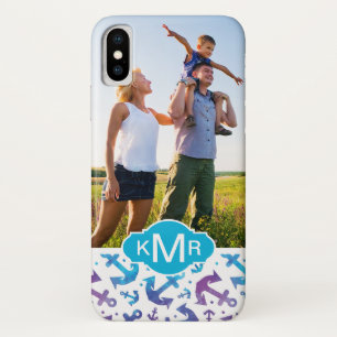 Krawatten-Anker-Muster Ihr Foto u. Monogramm Case-Mate iPhone Hülle