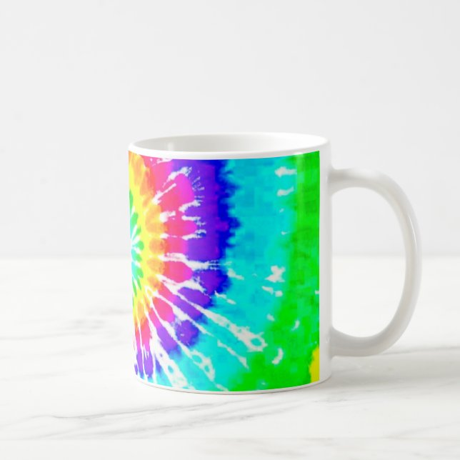 Krawatten-Regenbogen-Strudel-Neonregenbogen färbt Kaffeetasse (Rechts)