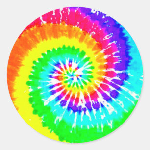 Krawatten-Regenbogen-Strudel-Neonregenbogen färbt Runder Aufkleber
