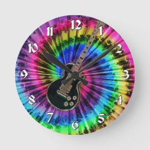 Krawatten-Strudel-elektrische Musik-Gitarren-Uhr Runde Wanduhr