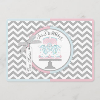 Krawatten-und Tutu-Zwillings-erster Geburtstag Einladung