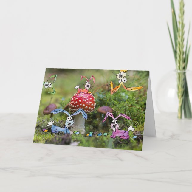 "KRAZY BUNNIES!" Grußkarte Karte (Vorderseite)