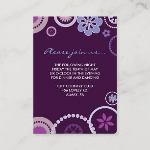 KRAZY POLKA DOT Bat Mitzvah EMPFANG CARD Lila Begleitkarte